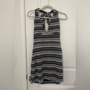 Ramy Brook Black and White Zigzag halter Dress
